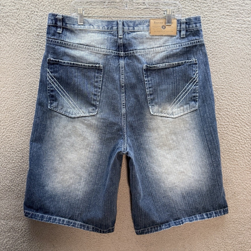 Vintage Russo Jeans Shorts Mens 40 Blue Baggy Streetwear Hip Hop Skater 90s Y2K